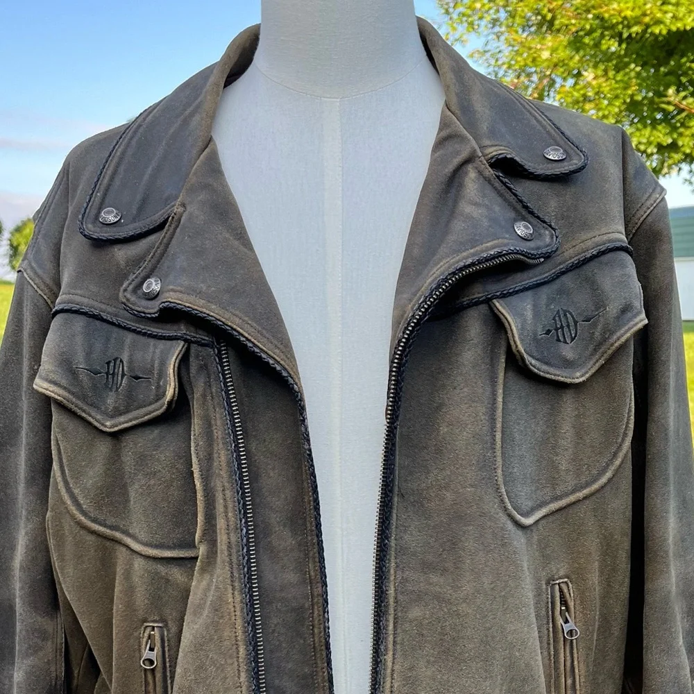 Harley-Davidson Brown Distressed Leather Performance Jacket - Picture 5 of 10